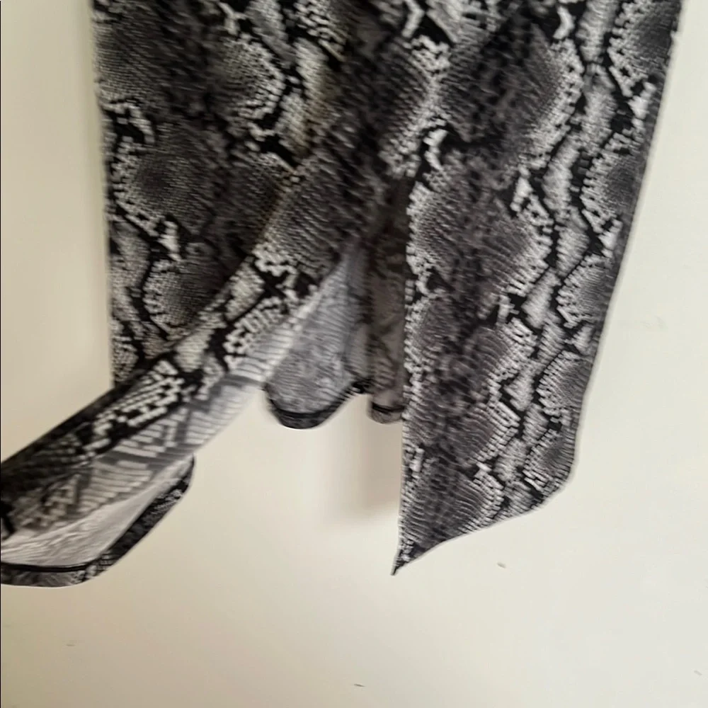 Michael Kors Black & White Snake Print Long Sleeve Bodycon Wrap Effect Dress  M